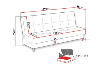 Enduro Bäddsoffa 195x85x90 cm - Gul - Möbler - Vardagsrum - Bäddsoffor