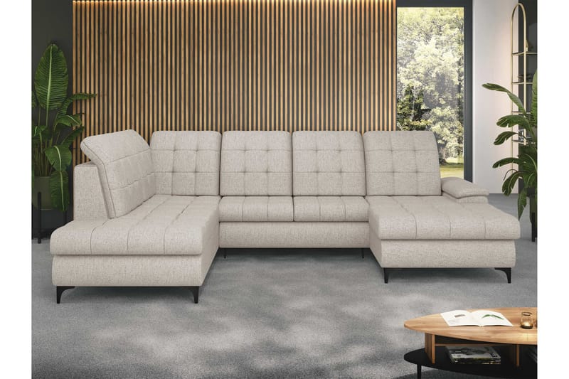 Enzo Bäddsoffa med Divan och Schäslong 4-sits - Beige - Möbler - Vardagsrum - Bäddsoffor - U bäddsoffa