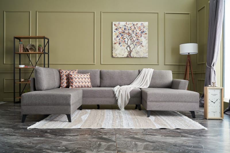 Eriska U-bäddsoffa - Brun/Svart - Möbler - Vardagsrum - Bäddsoffor - U bäddsoffa