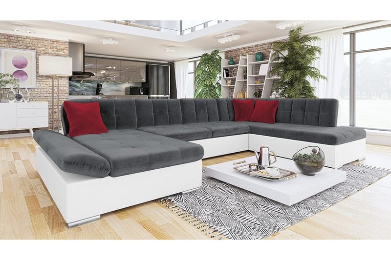 ERNYR 6-sits Bäddsoffa Universal - Grå/Vit - Möbler - Vardagsrum - Bäddsoffor - U bäddsoffa