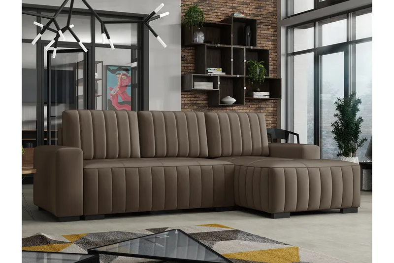 Esher 3-sits Bäddsoffa Höger - Brun - Möbler - Vardagsrum - Bäddsoffor