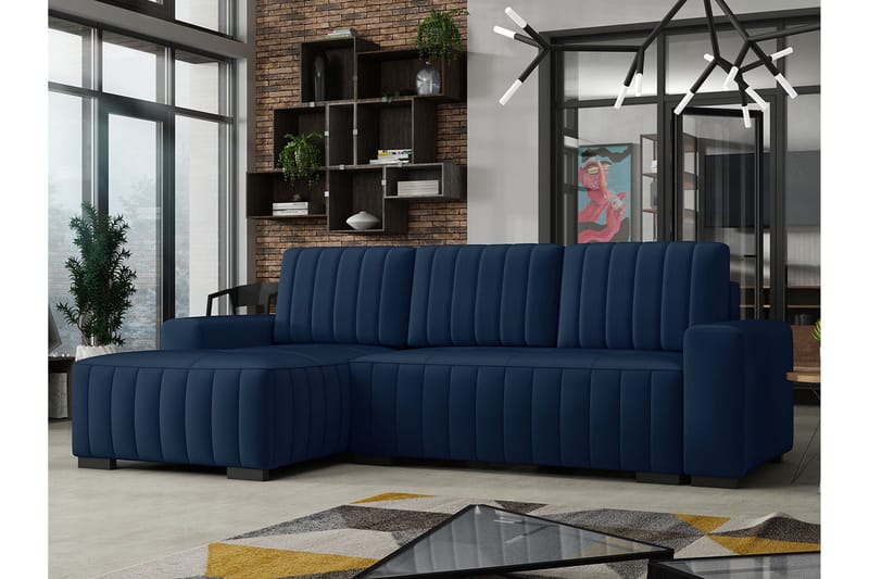 Esher 4-sits Bäddsoffa Vänster - Blå - Möbler - Vardagsrum - Bäddsoffor