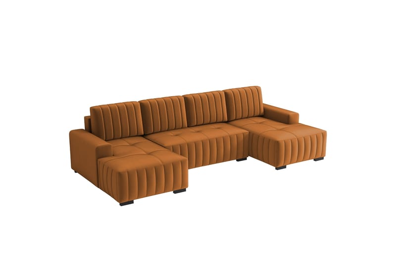 Esher Bäddsoffa Dubbeldivan 4-sits i Plysch - Orange - Möbler - Vardagsrum - Bäddsoffor - U bäddsoffa