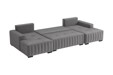 Esher Bäddsoffa Dubbeldivan 4-sits i Plysch - Mörkgrå - Möbler - Vardagsrum - Bäddsoffor - U bäddsoffa