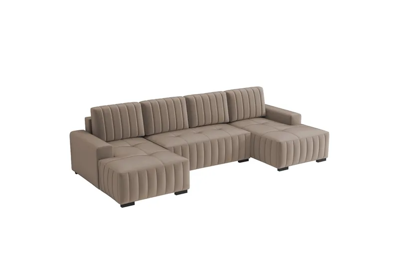 Esher Bäddsoffa Dubbeldivan 4-sits i Plysch - Beige - Möbler - Vardagsrum - Bäddsoffor - U bäddsoffa