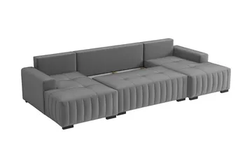 Esher Bäddsoffa Dubbeldivan 4-sits i Plysch - Mörkgrå - Möbler - Vardagsrum - Bäddsoffor - U bäddsoffa