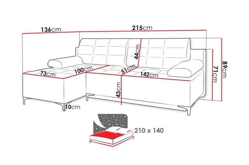 FABIO 4-sits Bäddsoffa Vänster - Beige - Möbler - Vardagsrum - Bäddsoffor