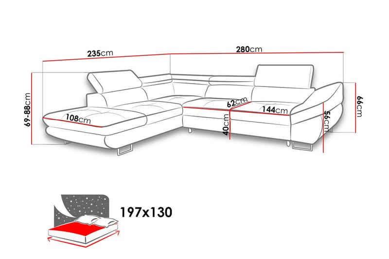 FABIO Divanbäddsoffa 280x235x88 cm - Gul - Möbler - Vardagsrum - Bäddsoffor
