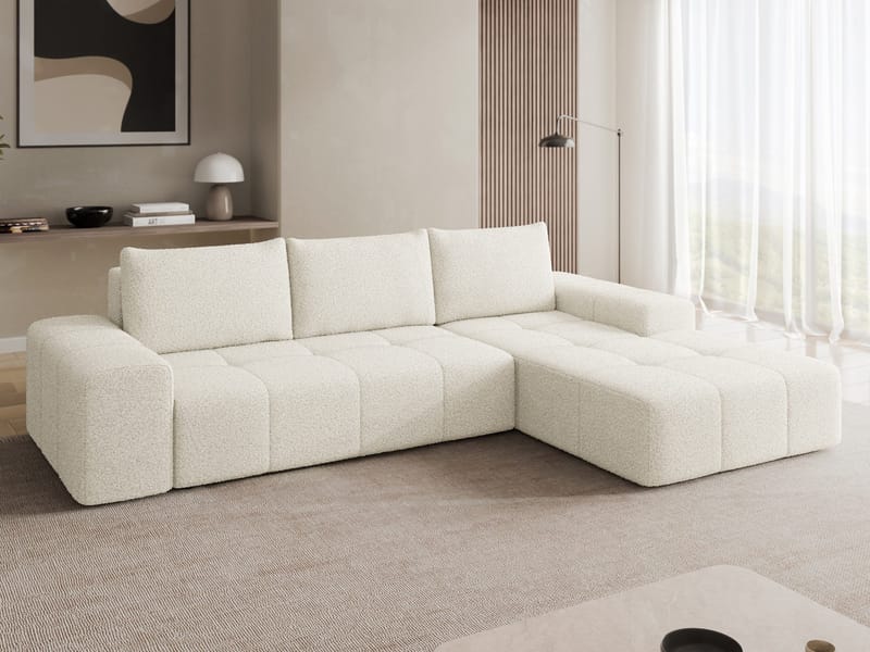 Falor 3-sits Bäddsoffa med divan Högervänd - Benvit - Möbler - Vardagsrum - Bäddsoffor - Hörnbäddsoffa