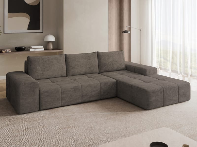 Falor 3-sits Bäddsoffa med divan Högervänd - brun - Möbler - Vardagsrum - Bäddsoffor - Hörnbäddsoffa
