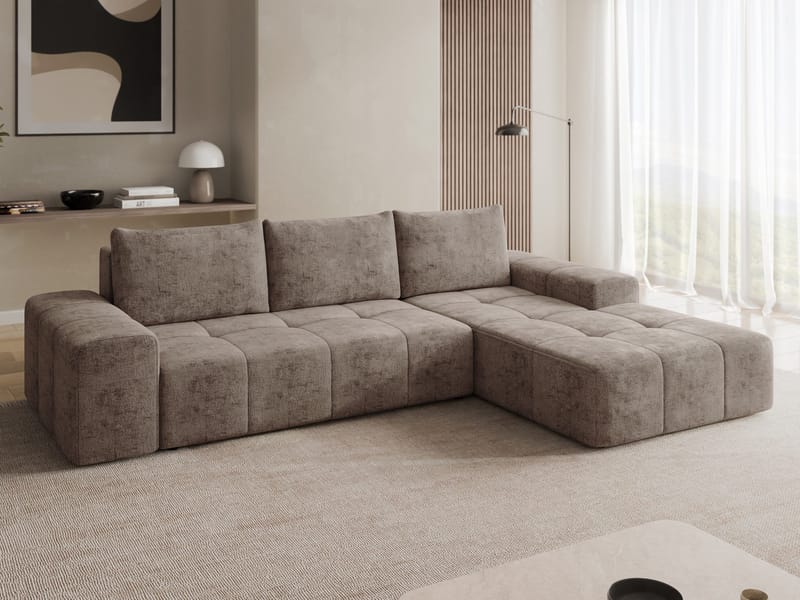 Falor 3-sits Bäddsoffa med divan Högervänd - brun - Möbler - Vardagsrum - Bäddsoffor - Hörnbäddsoffa