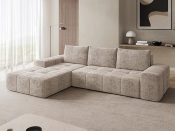 Falor 3-sits Bäddsoffa med Divan Vänster och Förvaring - Beige - Möbler - Vardagsrum - Bäddsoffor - Hörnbäddsoffa