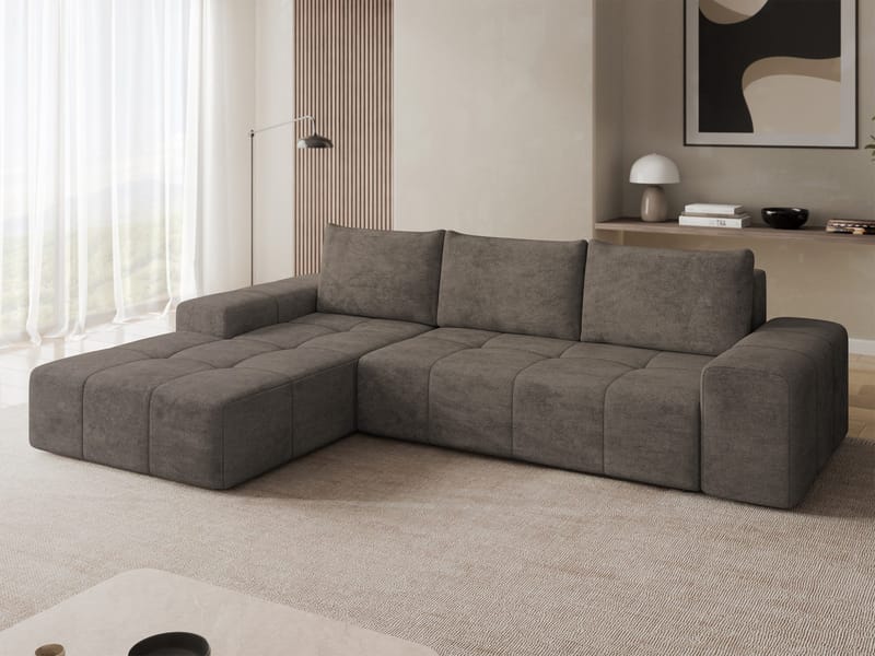 Falor 3-sits Bäddsoffa med divan Vänstervänd - brun - Möbler - Vardagsrum - Bäddsoffor - Hörnbäddsoffa