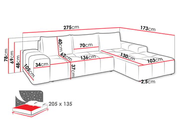 Falor 3-sits Bäddsoffa med divan Vänstervänd - brun - Möbler - Vardagsrum - Bäddsoffor - Hörnbäddsoffa