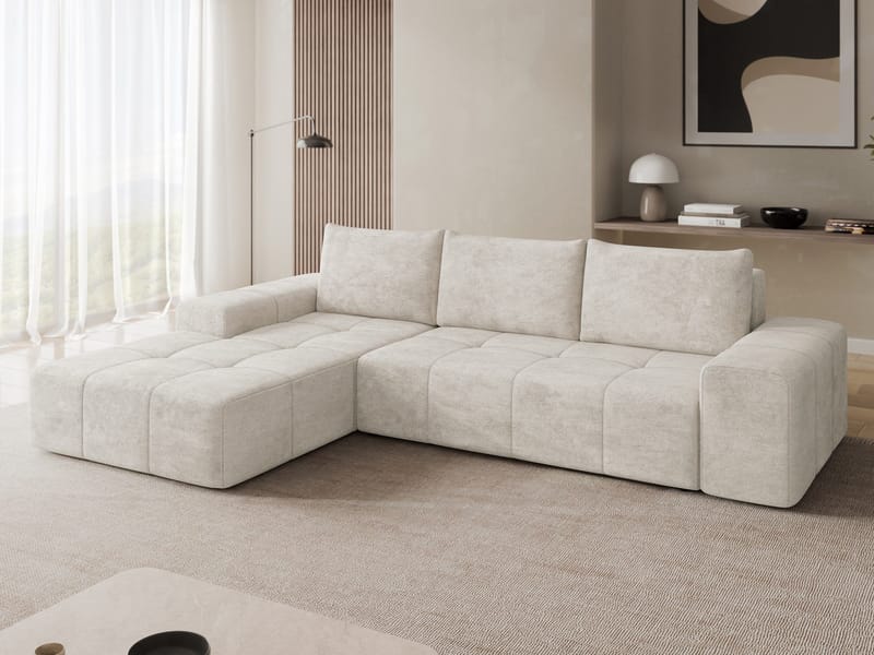 Falor 3-sits Bäddsoffa med divan Vänstervänd - Ljusgrå - Möbler - Vardagsrum - Bäddsoffor - Hörnbäddsoffa