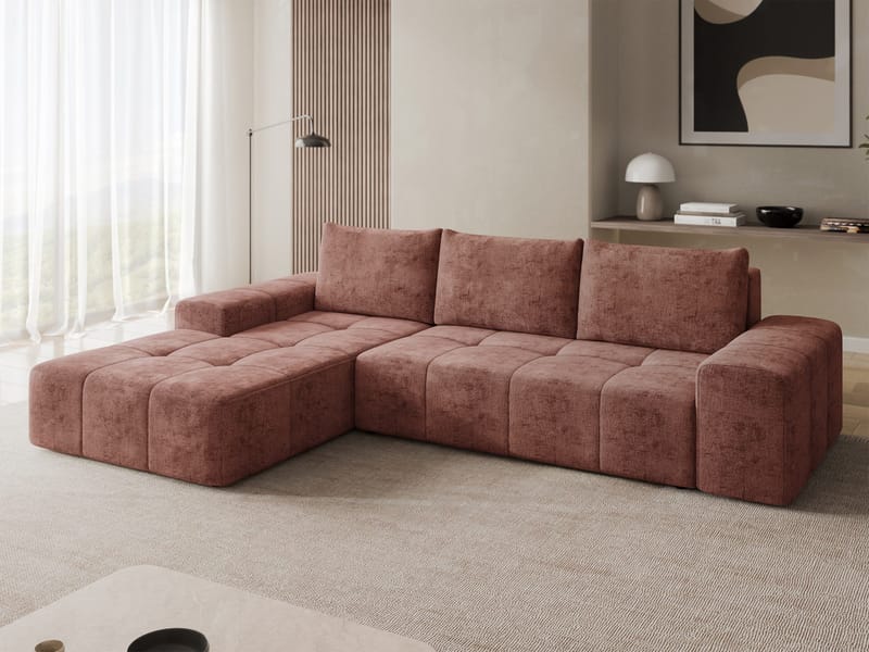 Falor 3-sits Bäddsoffa med divan Vänstervänd - rosa - Möbler - Vardagsrum - Bäddsoffor - Hörnbäddsoffa