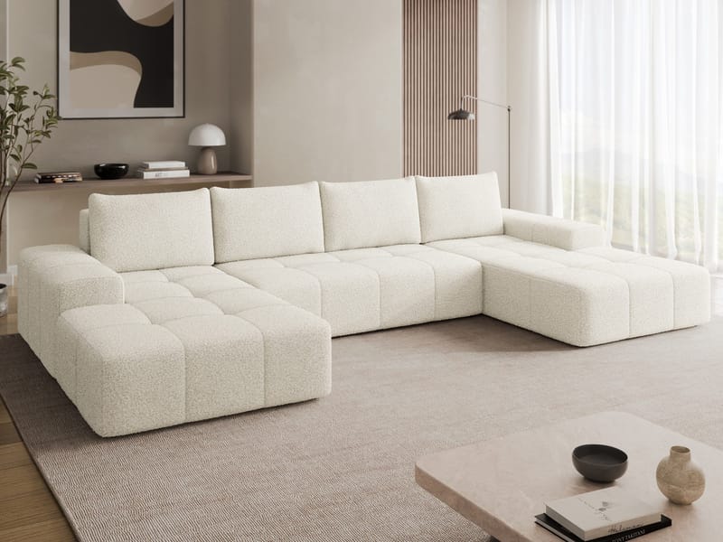 Falor 5-sits U-formad bäddsoffa - Benvit - Möbler - Vardagsrum - Bäddsoffor - Hörnbäddsoffa