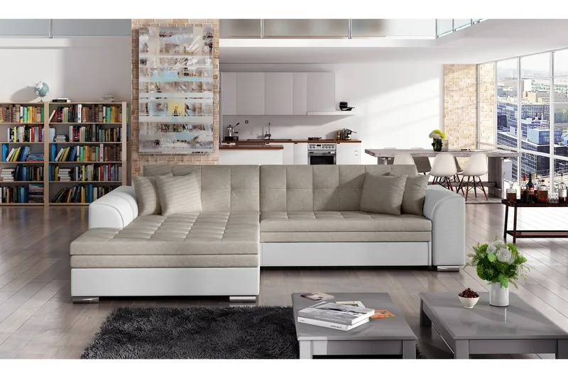 Falseti Bäddsoffa, Beige/Vit