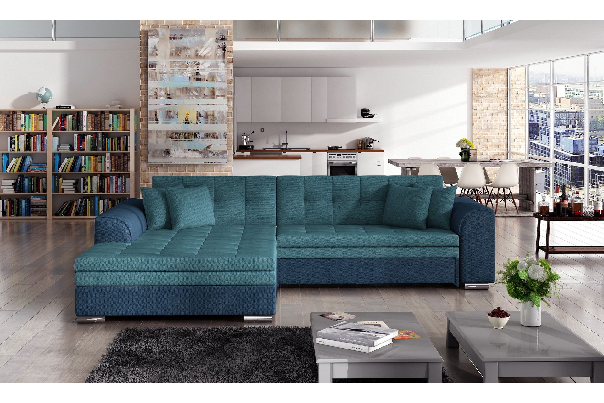 Falseti B&auml;ddsoffa - Bl&aring;/Bl&aring;