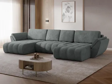 Faro 4-sits U-Bäddsoffa med förvaring - Grå - Möbler - Vardagsrum - Bäddsoffor - Hörnbäddsoffa