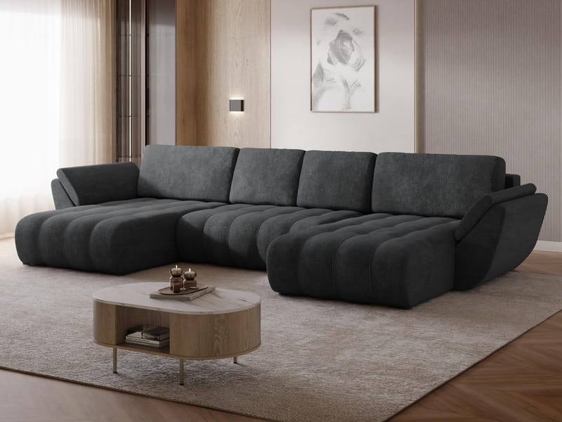 Faro 4-sits U-Bäddsoffa med förvaring - Svart - Möbler - Vardagsrum - Bäddsoffor - Hörnbäddsoffa
