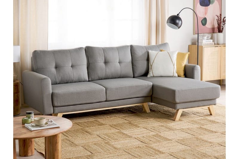 Faustin Hörnbäddsoffa 3-sits - Grå/Ljust trä - Möbler - Vardagsrum - Bäddsoffor - Hörnbäddsoffa