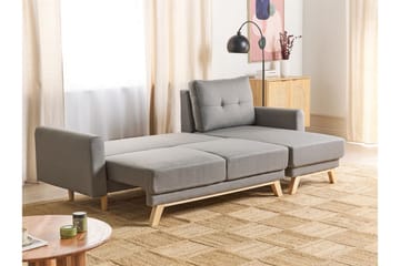 Faustin Hörnbäddsoffa 3-sits - Grå/Ljust trä - Möbler - Vardagsrum - Bäddsoffor - Hörnbäddsoffa