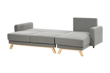 Faustin Hörnbäddsoffa 3-sits - Grå/Ljust trä - Möbler - Vardagsrum - Bäddsoffor - Hörnbäddsoffa