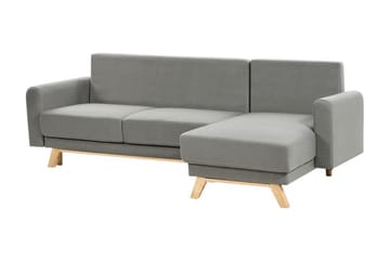 Faustin Hörnbäddsoffa 3-sits - Grå/Ljust trä - Möbler - Vardagsrum - Bäddsoffor - Hörnbäddsoffa