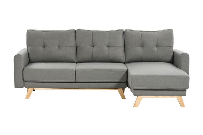 Faustin Hörnbäddsoffa 3-sits - Grå/Ljust trä - Möbler - Vardagsrum - Bäddsoffor - Hörnbäddsoffa