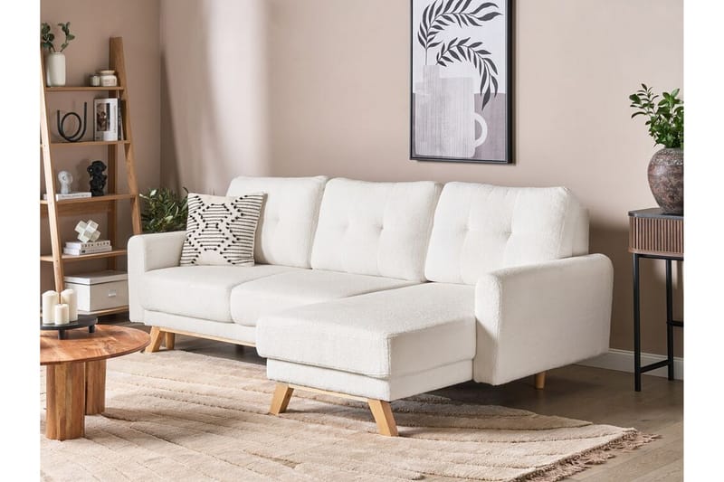 Faustin Hörnbäddsoffa 3-sits - Vit/Ljust trä - Möbler - Vardagsrum - Bäddsoffor - Hörnbäddsoffa