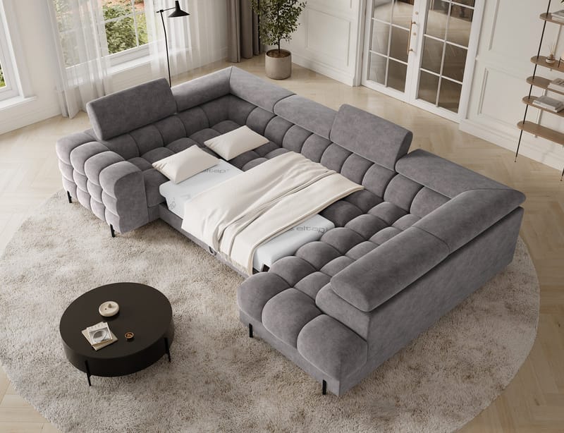 Fectory 6-sits Bubblig Hörnbäddsoffa med Schäslong och förvaring Höger - Aura 04 - Möbler - Vardagsrum - Bäddsoffor - Hörnbäddsoffa