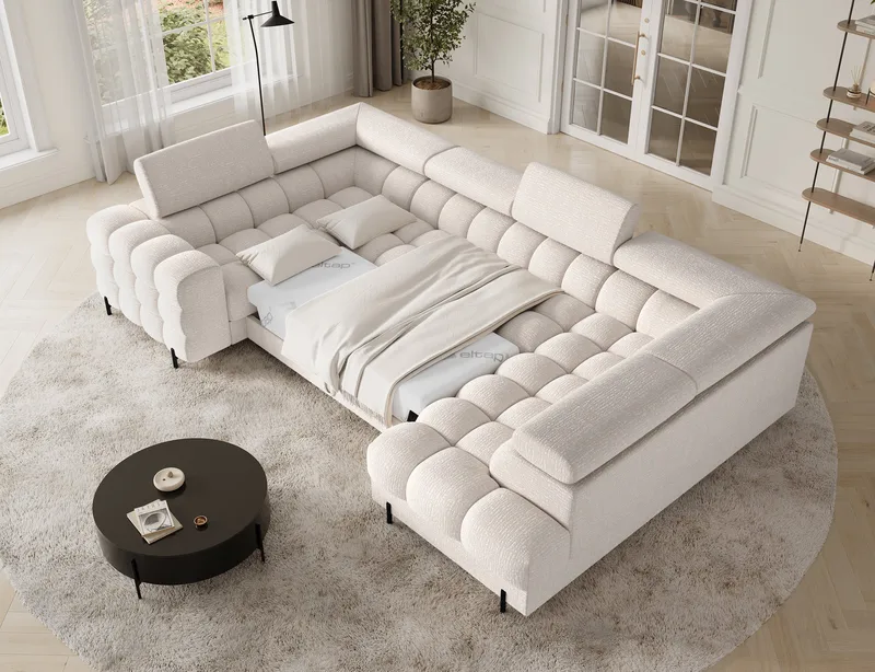 Fectory 6-sits Bubblig Hörnbäddsoffa med Schäslong och förvaring Höger - Baffix 20 - Möbler - Vardagsrum - Bäddsoffor - Hörnbäddsoffa