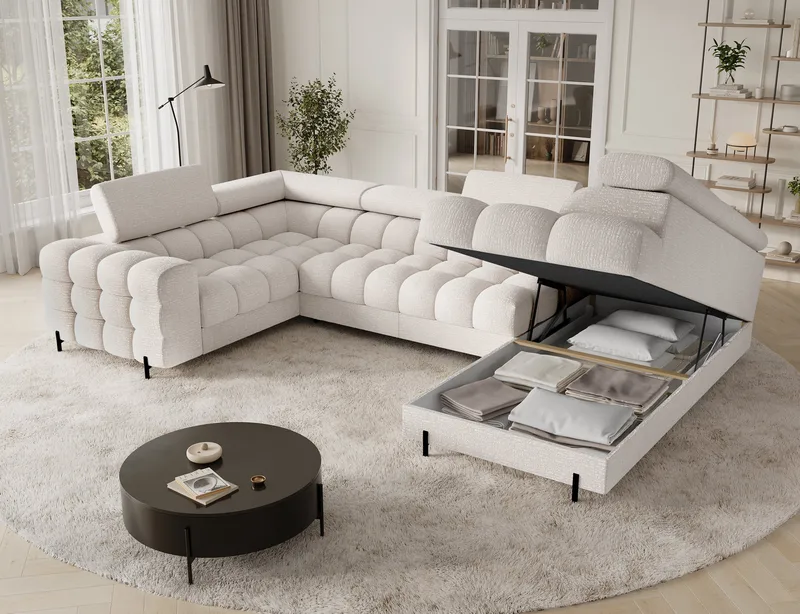 Fectory 6-sits Bubblig Hörnbäddsoffa med Schäslong och förvaring Höger - Baffix 20 - Möbler - Vardagsrum - Bäddsoffor - Hörnbäddsoffa