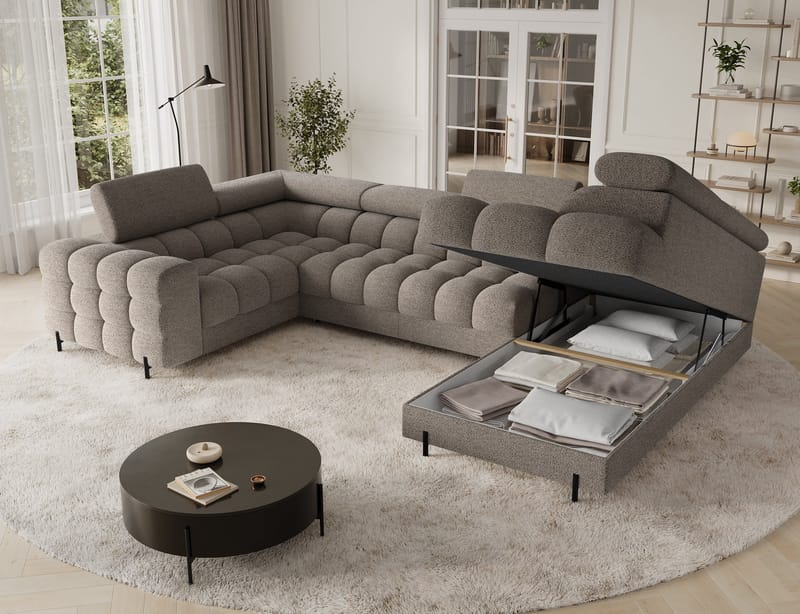 Fectory 6-sits Bubblig Hörnbäddsoffa med Schäslong och förvaring Höger - Royal 20 - Möbler - Vardagsrum - Bäddsoffor - Hörnbäddsoffa