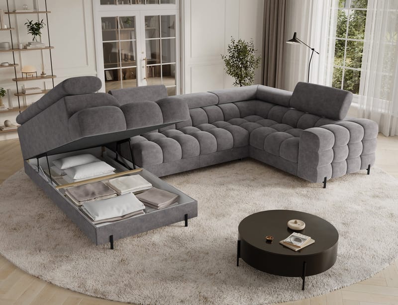 Fectory 6-sits Bubblig Hörnbäddsoffa med Schäslong och förvaring Vänster - Aura 04 - Möbler - Vardagsrum - Bäddsoffor - Hörnbäddsoffa