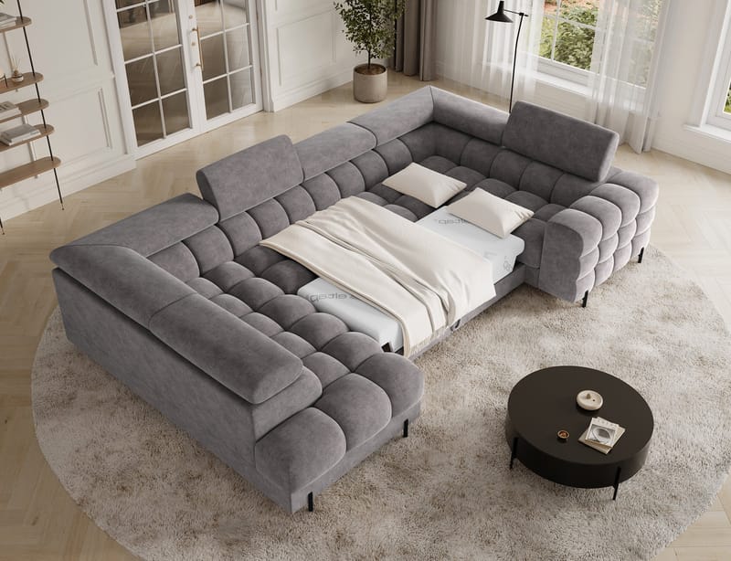 Fectory 6-sits Bubblig Hörnbäddsoffa med Schäslong och förvaring Vänster - Aura 04 - Möbler - Vardagsrum - Bäddsoffor - Hörnbäddsoffa