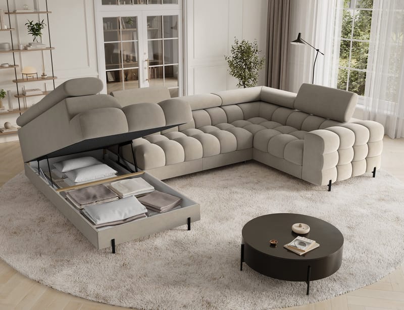 Fectory 6-sits Bubblig Hörnbäddsoffa med Schäslong och förvaring Vänster - Aura 18 - Möbler - Vardagsrum - Bäddsoffor - Hörnbäddsoffa