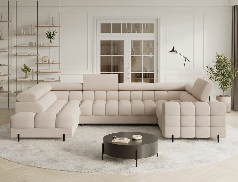 Fectory 6-sits Bubblig Hörnbäddsoffa med Schäslong och förvaring Vänster - Calmora 18 - Möbler - Vardagsrum - Bäddsoffor - Hörnbäddsoffa