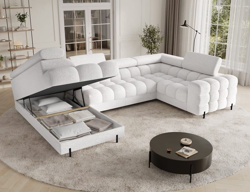 Fectory 6-sits Bubblig Hörnbäddsoffa med Schäslong och förvaring Vänster - Royal 01 - Möbler - Vardagsrum - Bäddsoffor - Hörnbäddsoffa