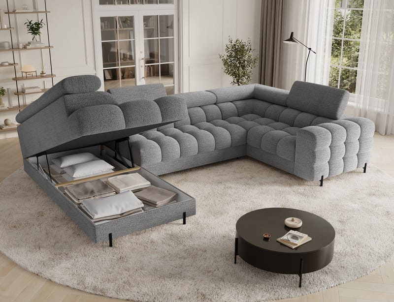 Fectory 6-sits Bubblig Hörnbäddsoffa med Schäslong och förvaring Vänster - Royal 03 - Möbler - Vardagsrum - Bäddsoffor - Hörnbäddsoffa