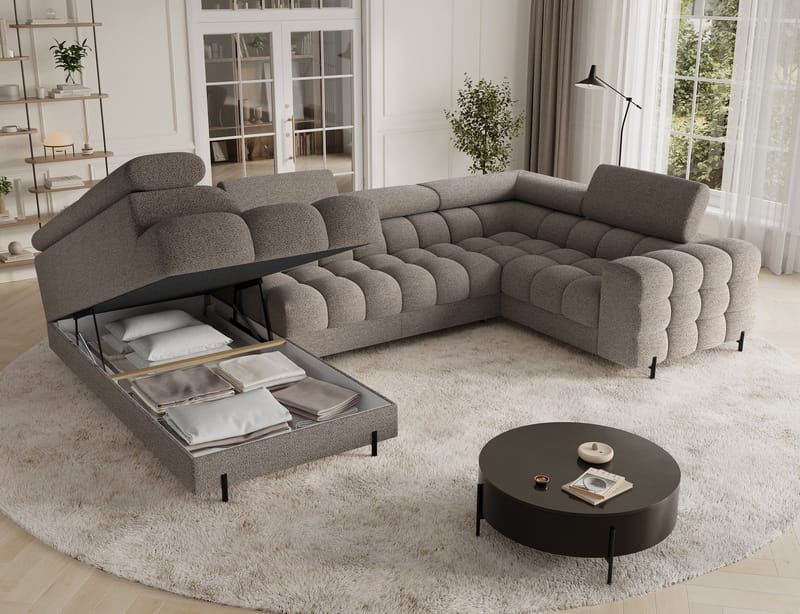 Fectory 6-sits Bubblig Hörnbäddsoffa med Schäslong och förvaring Vänster - Royal 20 - Möbler - Vardagsrum - Bäddsoffor - Hörnbäddsoffa