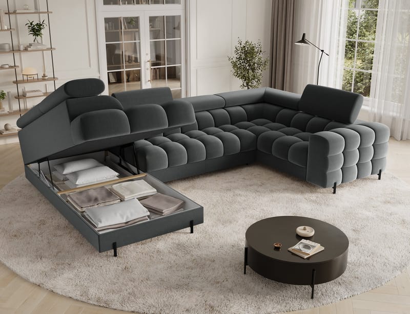 Fectory 6-sits Bubblig Hörnbäddsoffa med Schäslong och förvaring Vänster - Sola 06 - Möbler - Vardagsrum - Bäddsoffor - Hörnbäddsoffa