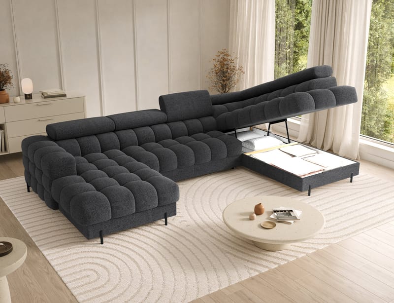 Feraria 6-sits Bubblig Bäddsoffa med Divan och Schäslong förvaring Höger - Royal 05 - Möbler - Vardagsrum - Bäddsoffor - Hörnbäddsoffa