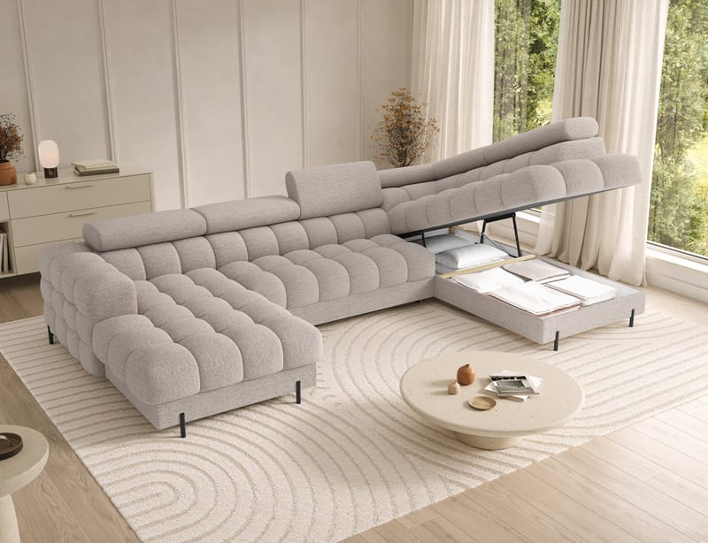 Feraria 6-sits Bubblig Bäddsoffa med Divan och Schäslong förvaring Höger - Royal 18 - Möbler - Vardagsrum - Bäddsoffor - Hörnbäddsoffa