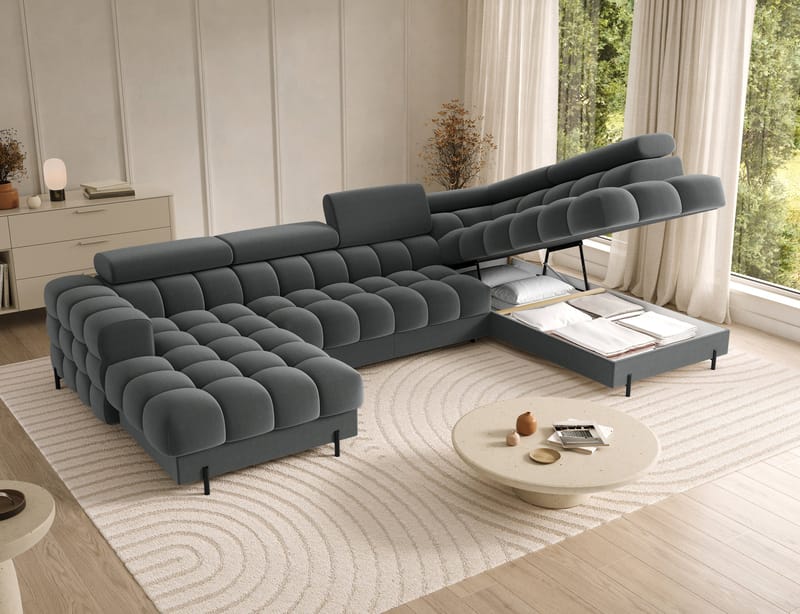 Feraria 6-sits Bubblig Bäddsoffa med Divan och Schäslong förvaring Höger - Sola 06 - Möbler - Vardagsrum - Bäddsoffor - Hörnbäddsoffa
