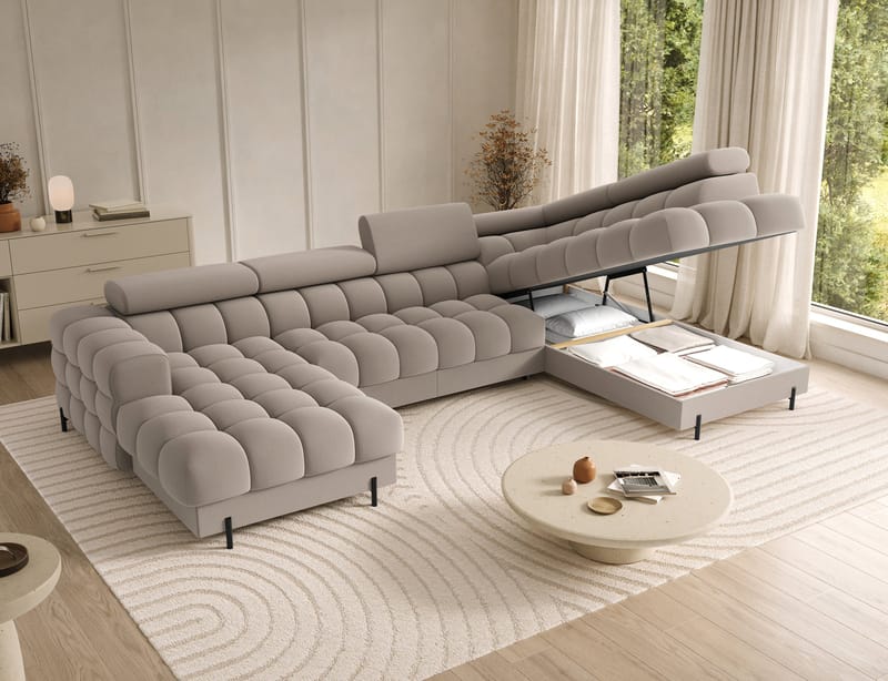 Feraria 6-sits Bubblig Bäddsoffa med Divan och Schäslong förvaring Höger - Sola 18 - Möbler - Vardagsrum - Bäddsoffor - Hörnbäddsoffa