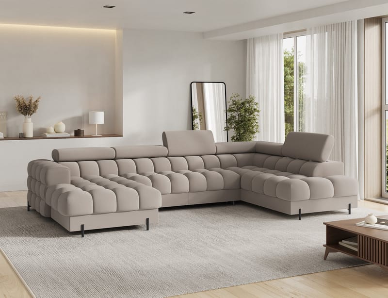Feraria 6-sits Bubblig Bäddsoffa med Divan och Schäslong förvaring Höger - Sola 18 - Möbler - Vardagsrum - Bäddsoffor - Hörnbäddsoffa