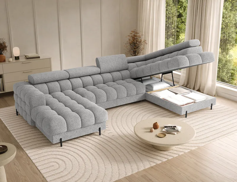 Feraria 6-sits Bubblig Bäddsoffa med Divan och Schäslong förvaring Höger - Pellerito 03 - Möbler - Vardagsrum - Bäddsoffor - Hörnbäddsoffa