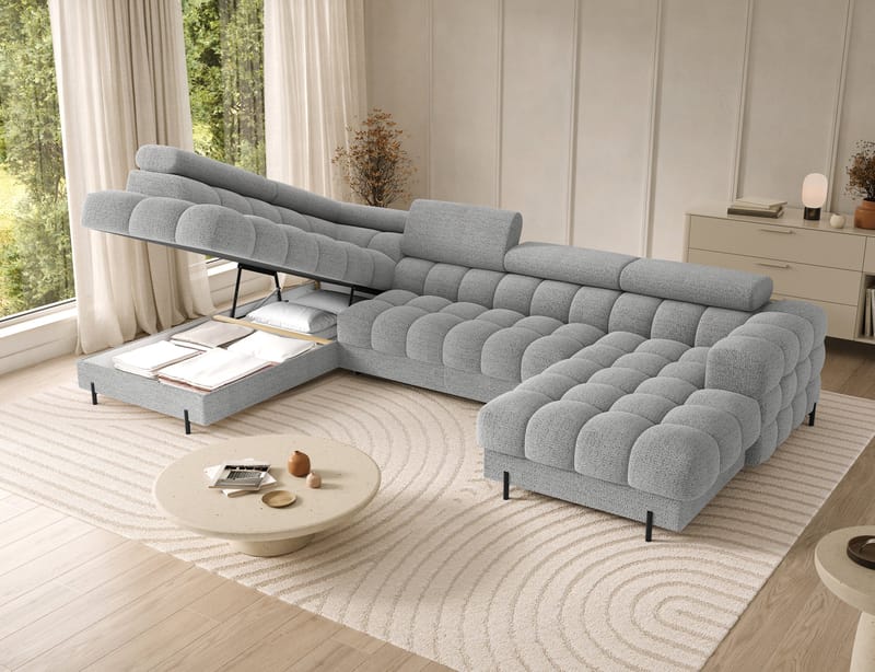 Feraria 6-sits Bubblig Bäddsoffa med Divan och Schäslong förvaring Vänster - Royal 03 - Möbler - Vardagsrum - Bäddsoffor - Hörnbäddsoffa